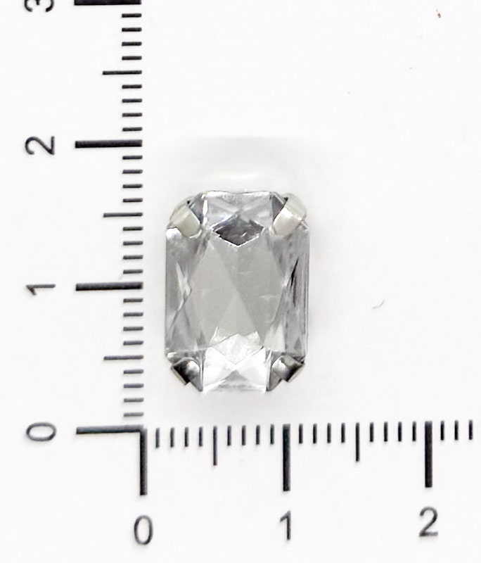 Gema engarzada plata rectangular 10x14 mm x 10un.