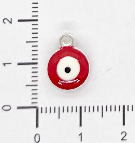 Dije ojo turco esmaltado rojo 10mm x 2 un.