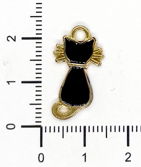 Dije esmaltado gold gatito negro x 1 un.