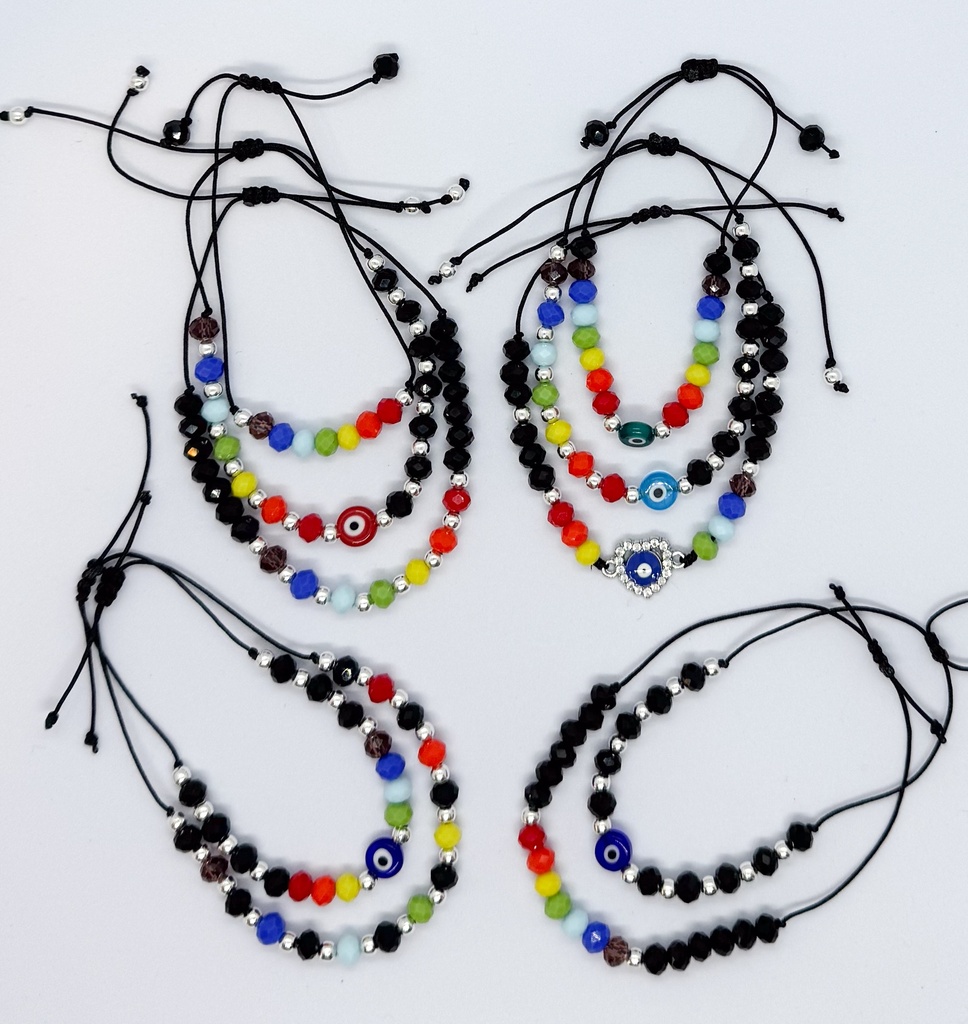 Set Pulseras 7 chakras 6mm negro