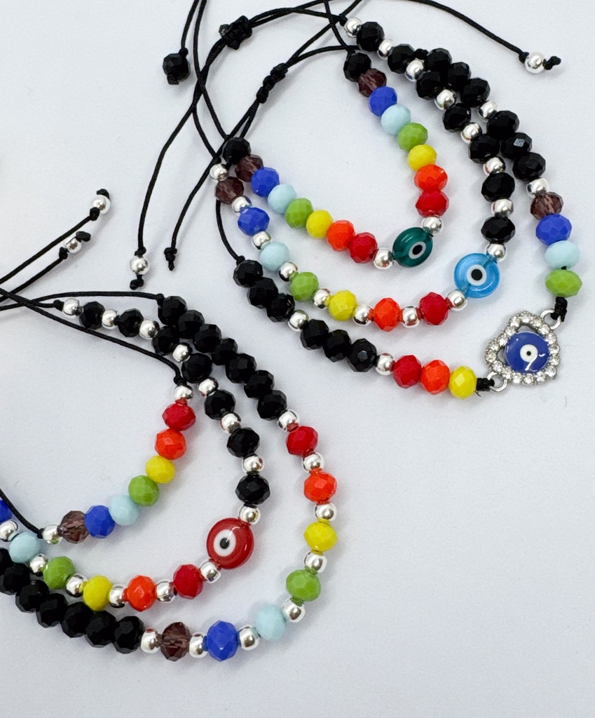 Set Pulseras 7 chakras 6mm negro