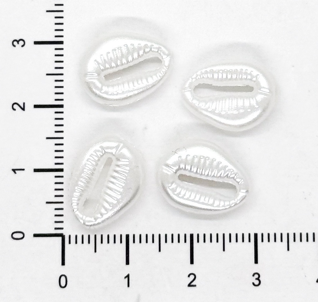 Perla de río plástica caracoles/buzios blanco x 10gr.