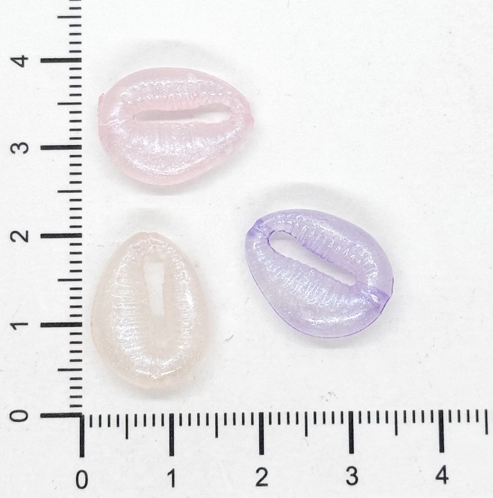 Plástico buzio traslucida pasante multicolor x 10gr  