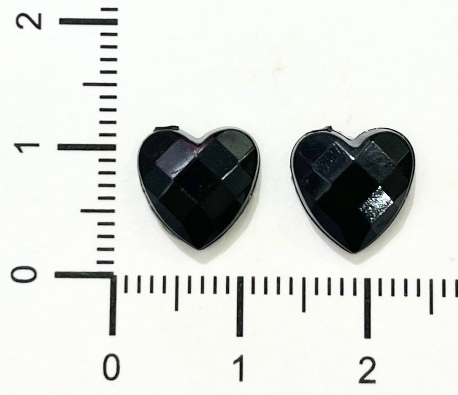 Gemas termopegables negra corazón 10mm x 20un  