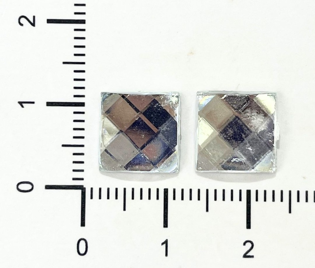 Gemas termopegables plateadas cuadrada 10x10mm x 10un 