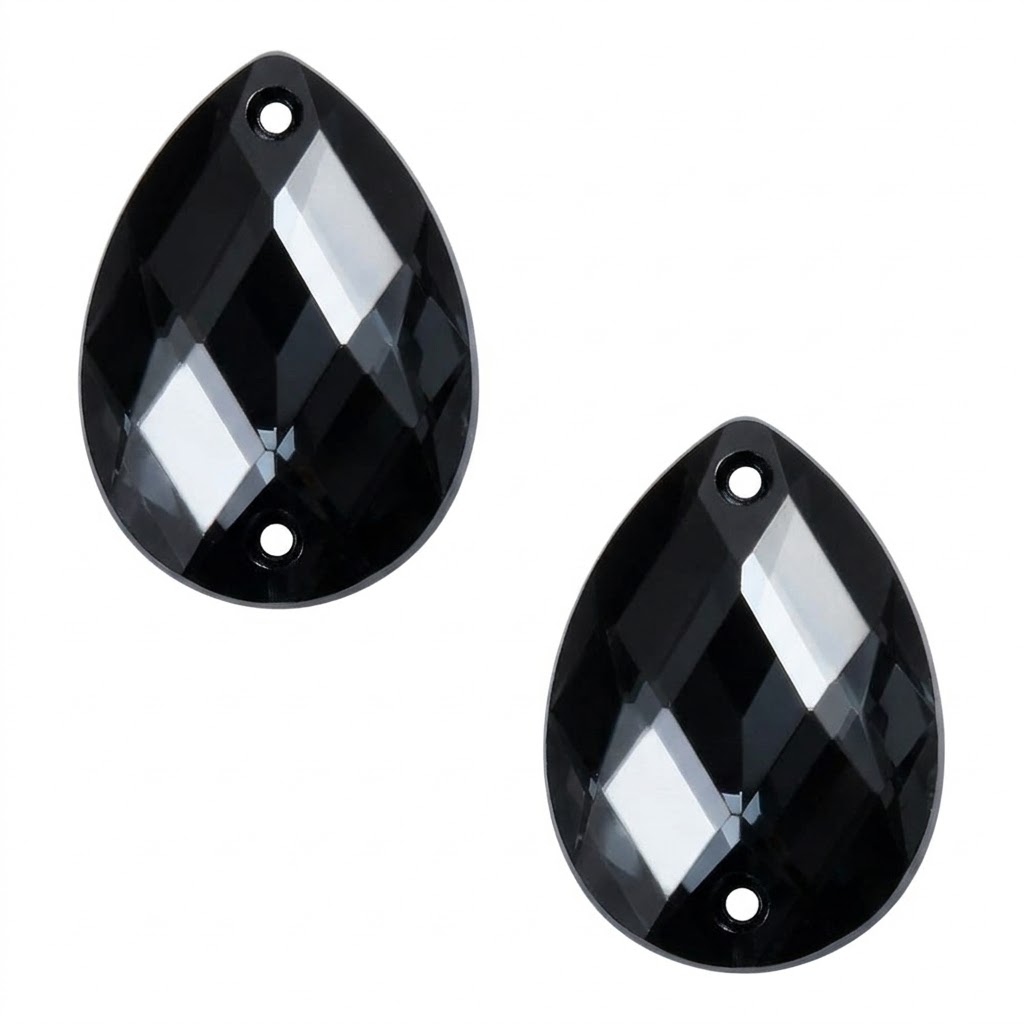Gema acrílica gota 10x14mm negra x 100 un.