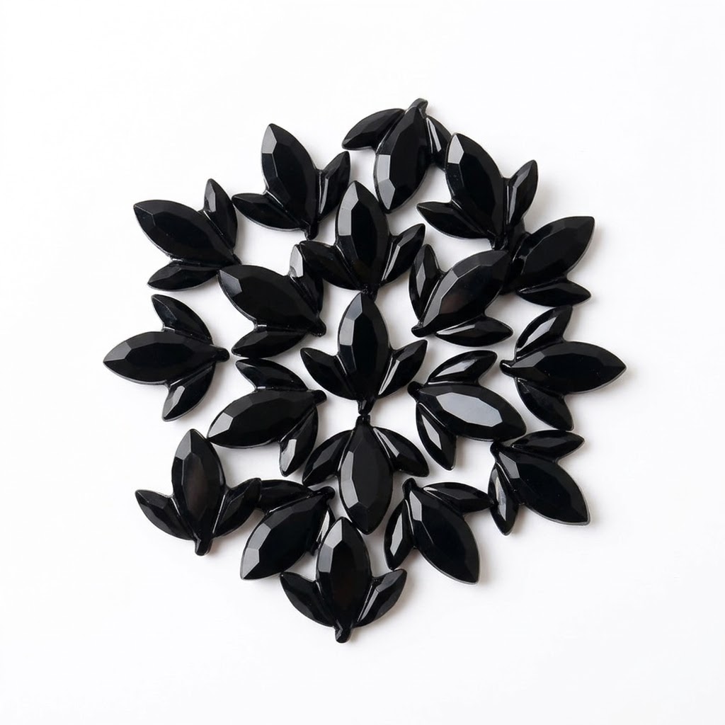 Gema acrílica hoja Mod1 Nro18 15x15mm negra x 25un.