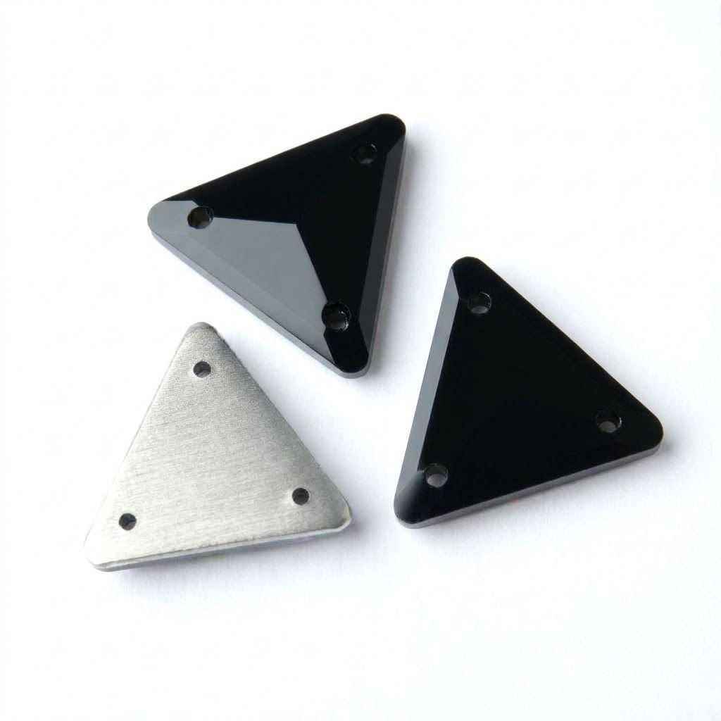 Gema acrílica triangular 24x24mm negro x 20 un.