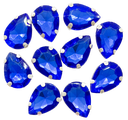 Gema engarzada gota azúl brillo 10x14mm x 10un.