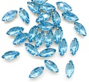 Gema engarzada navette turquesa brilloso 7x15mm x 10un.