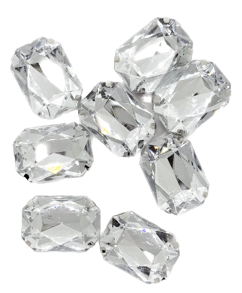 Gema engarzada plata rectangular 18x25 mm x 10un.