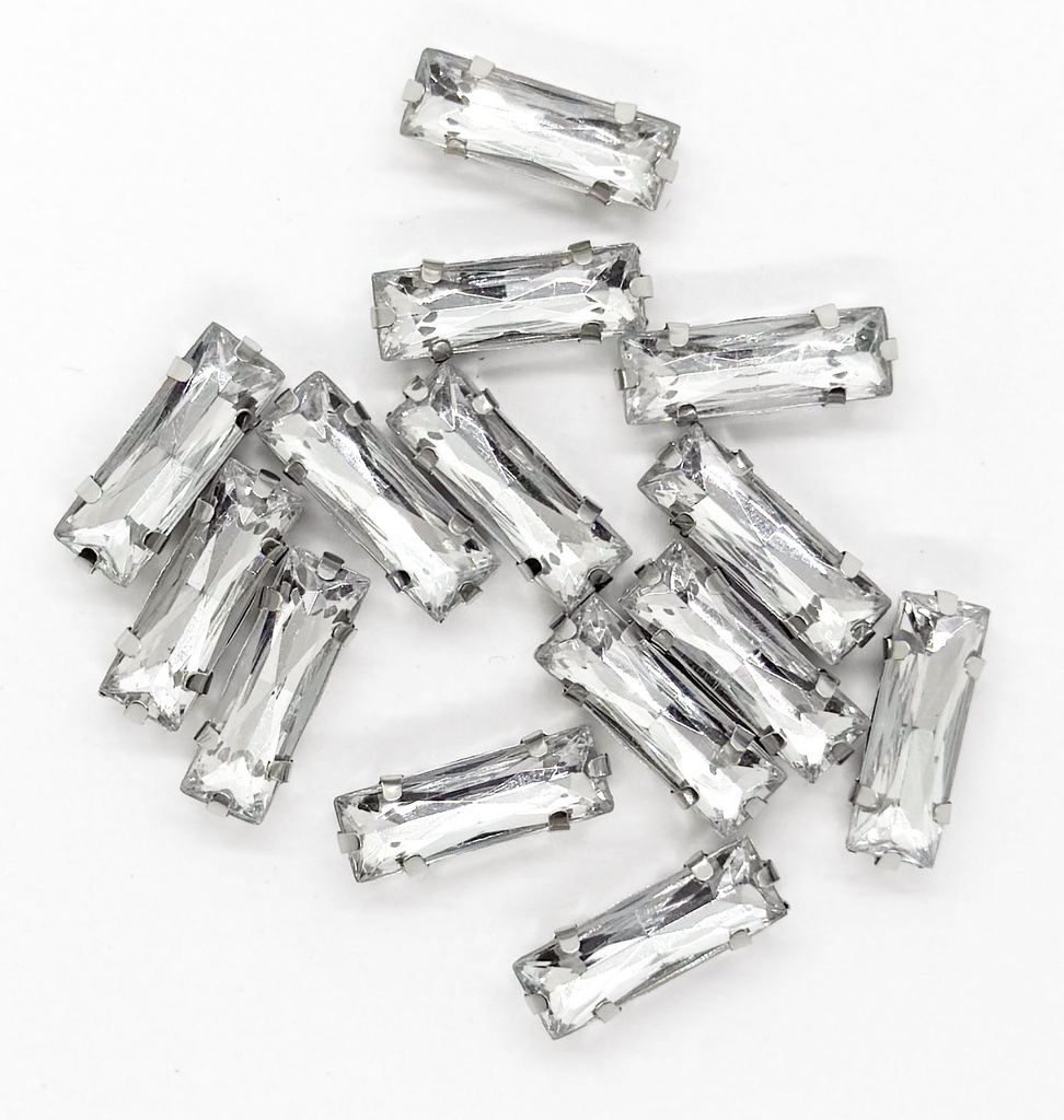 Gema engarzada plata rectangular 7x20 mm x 20un
