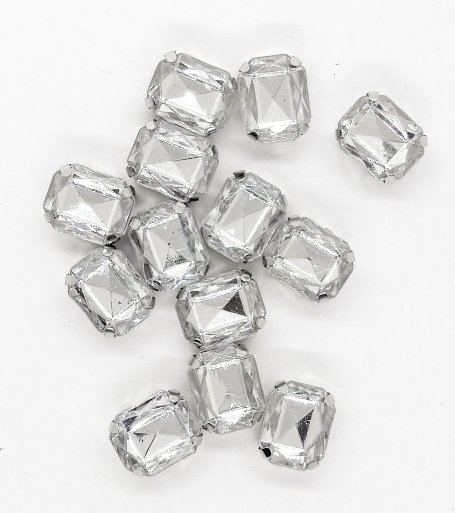 Gema engarzada plata rectangular 6x8mm x 50un.