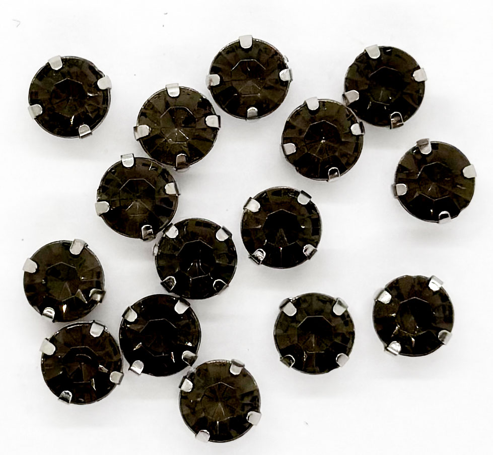 Gema engarzada redonda gris humo brillo 8mm x 25un.