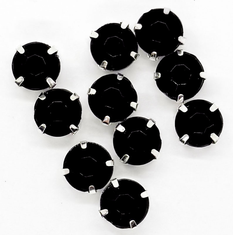 Gema engarzada redonda negro opaco 8mm x 10un.