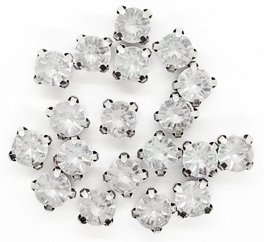 Gema engarzada redonda plata 6 mm x 100un.