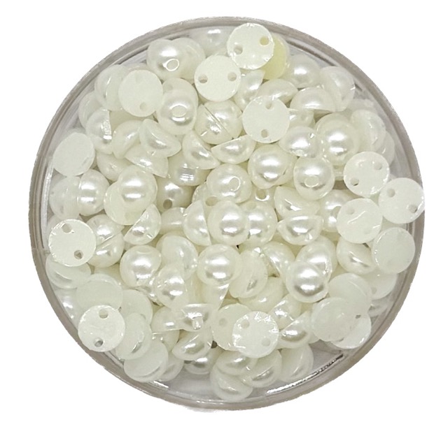 Medias perlas p/coser 6mm blanca x 10g