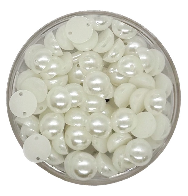 Media perla p/coser 8mm blanca x 10g