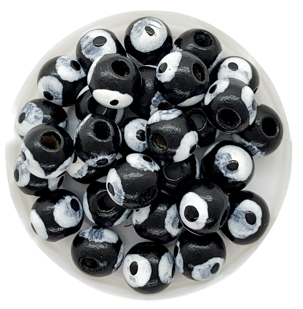 Ojos turcos madera negro 10mm x 10un.
