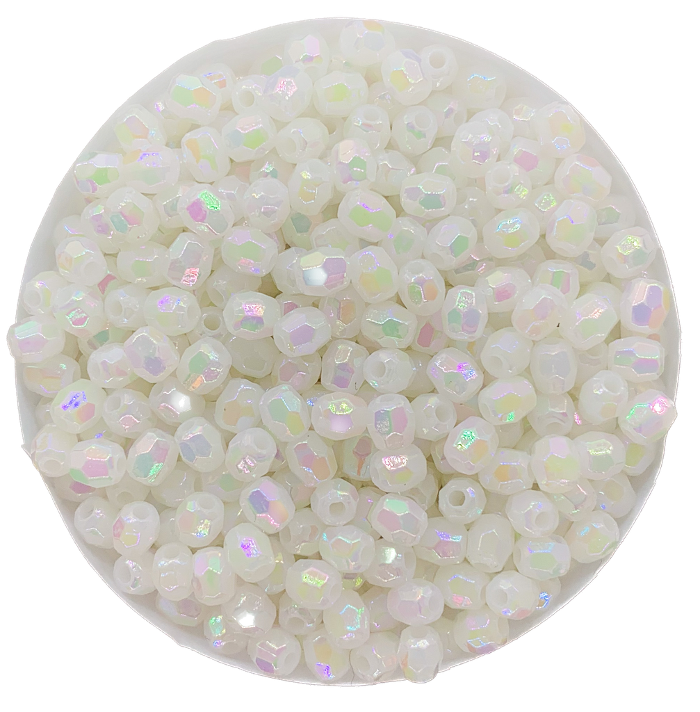 Perla opaca AB hex. blanco 4mm x 10gr.