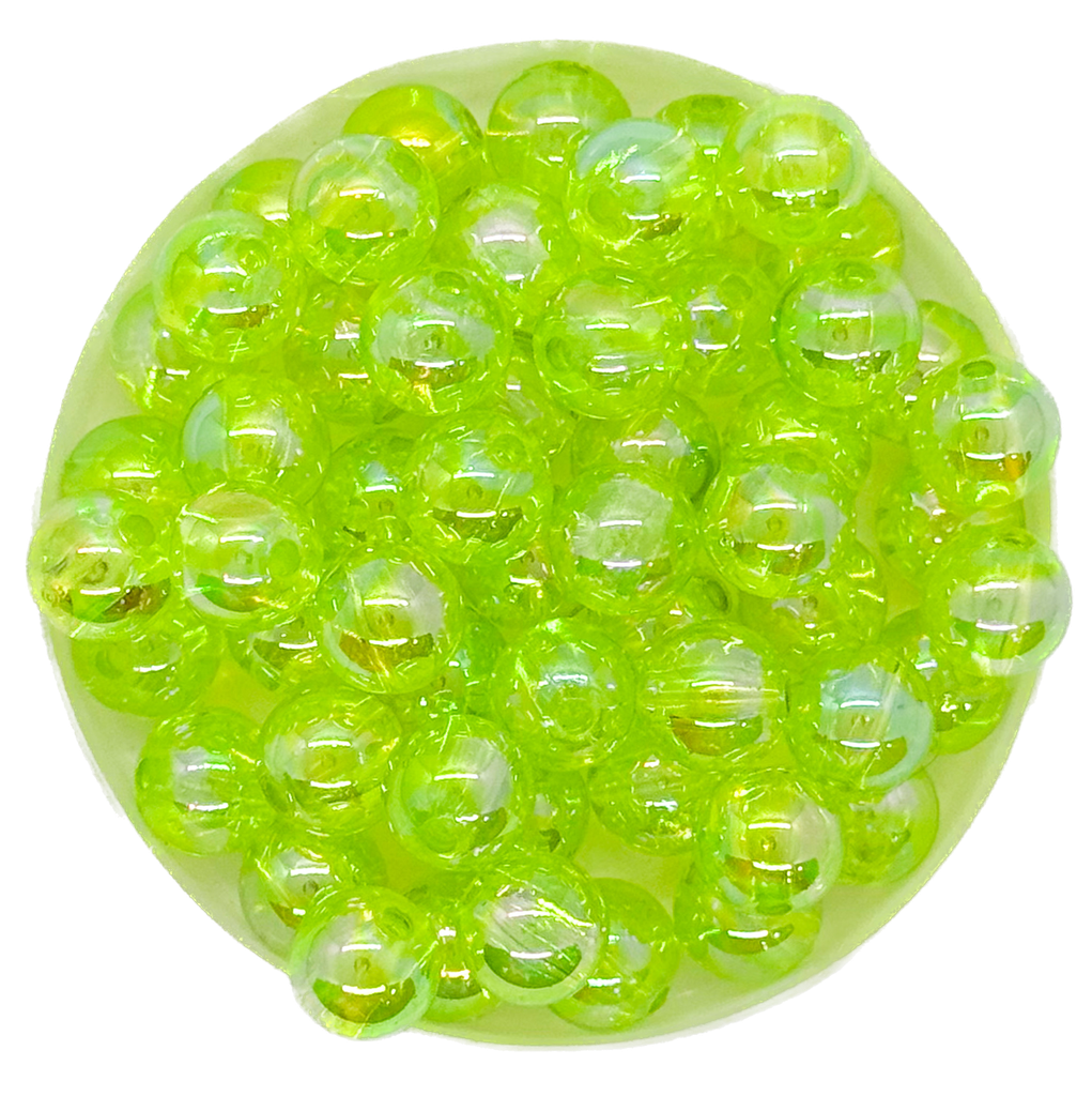 Perla plást. verde flúor tornasol 8 mm
