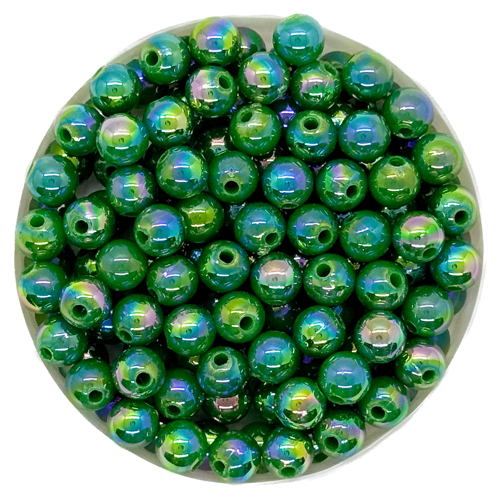 Perla plástica tornasol 6mm #54 verde oscuro opaco