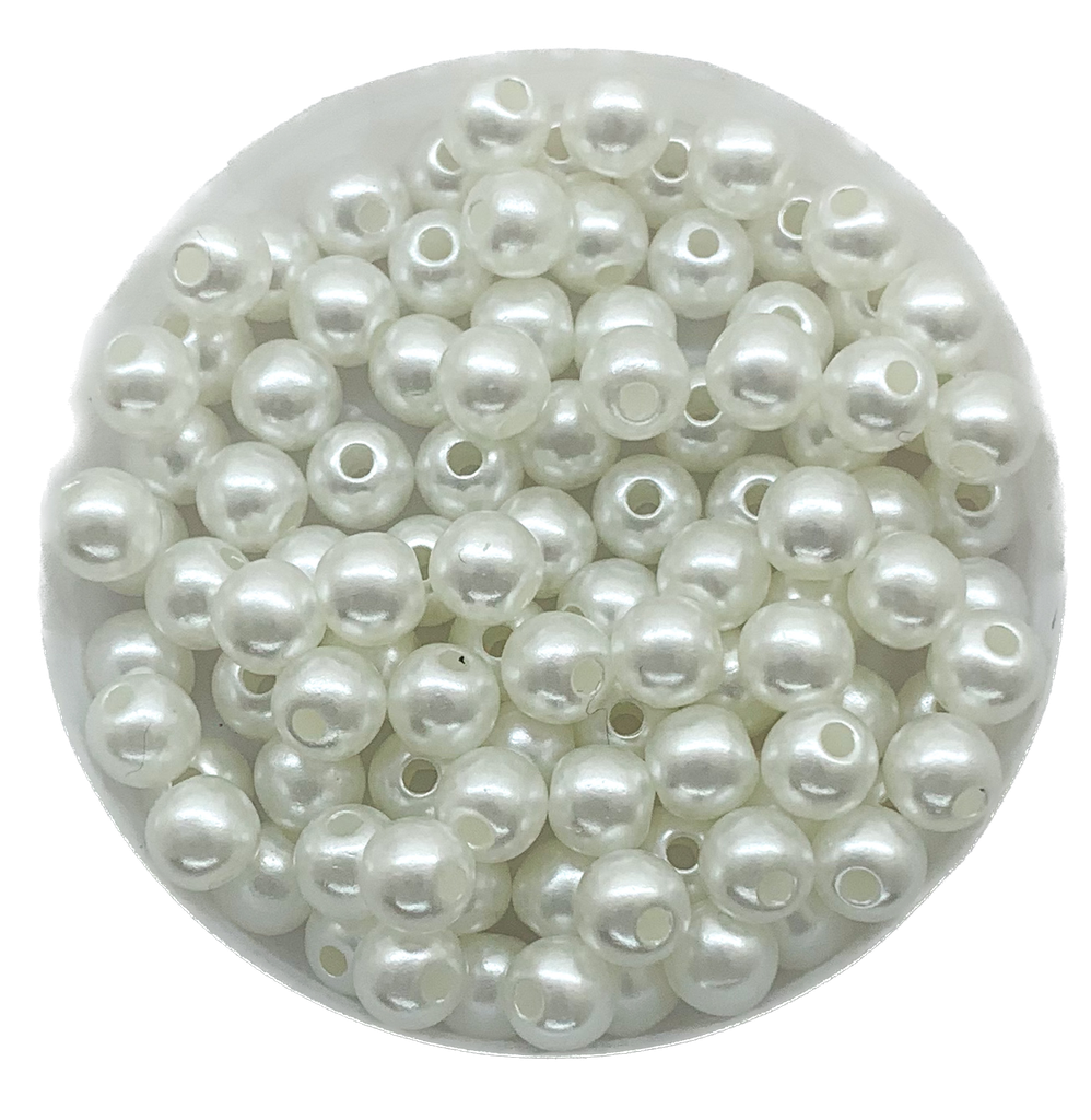 Perla plástica perlada blanca 5mm x 10g