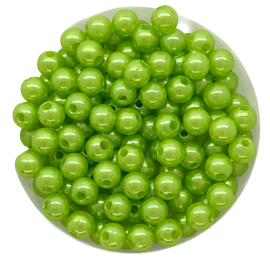 Perla plástica perlada verde manzana 6mm x 10g