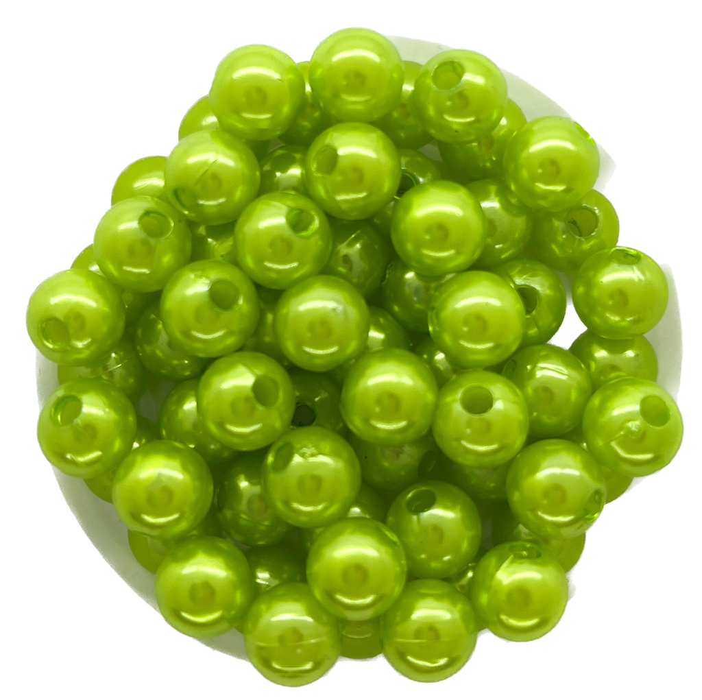 Perla plástica perlada verde manzana 8mm x 10g