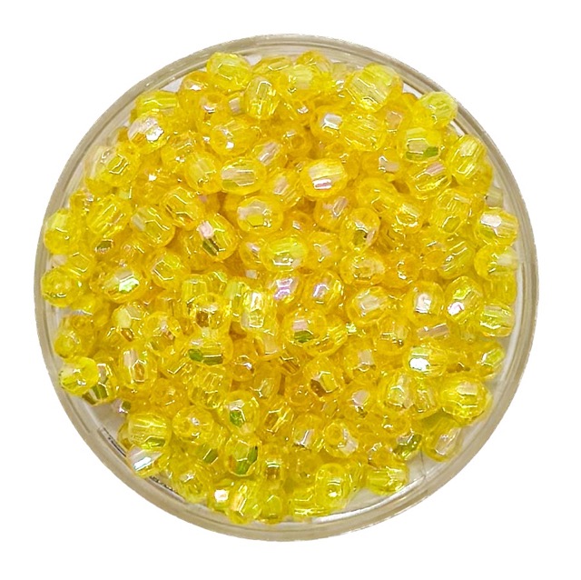 Perla transparente AB hex. amarillo 4mm x 10gr.