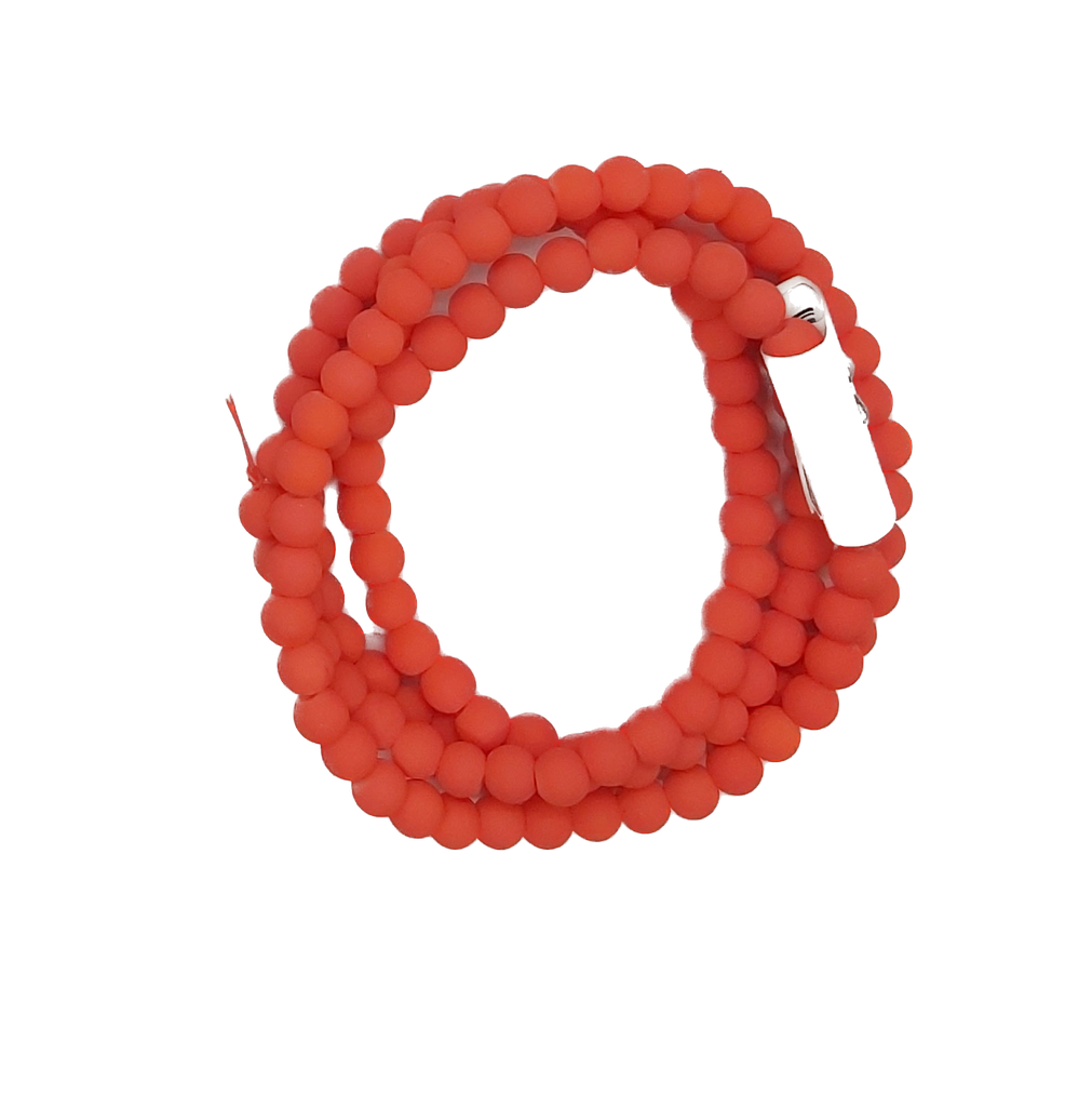 Perla vidrio engomada naranja flúor  6mm