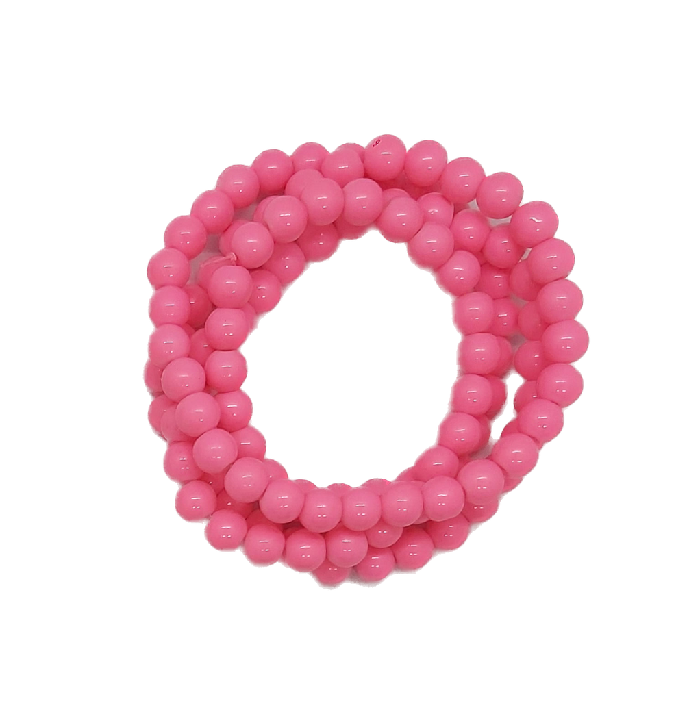 Perla vidrio esmaltada 8mm rosa barbie