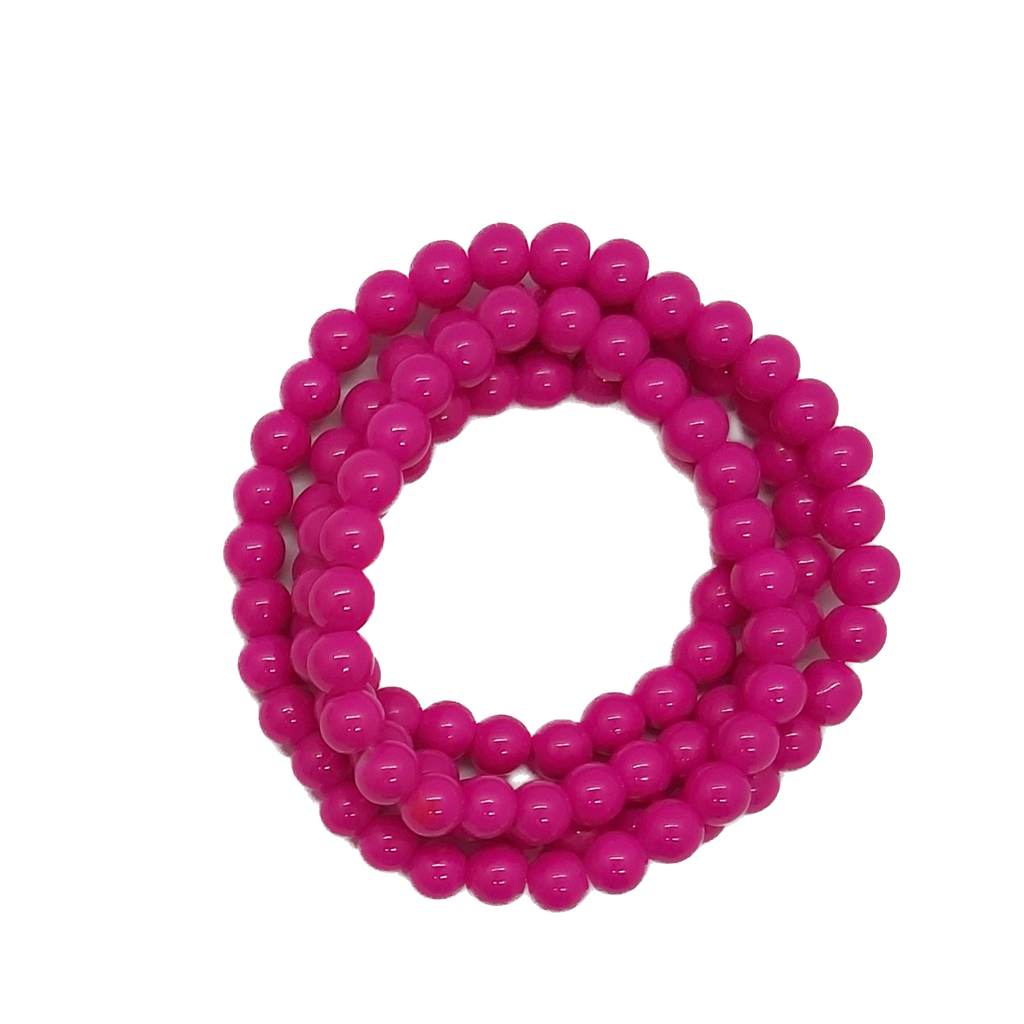 Perla vidrio esmaltada 8mm fucsia