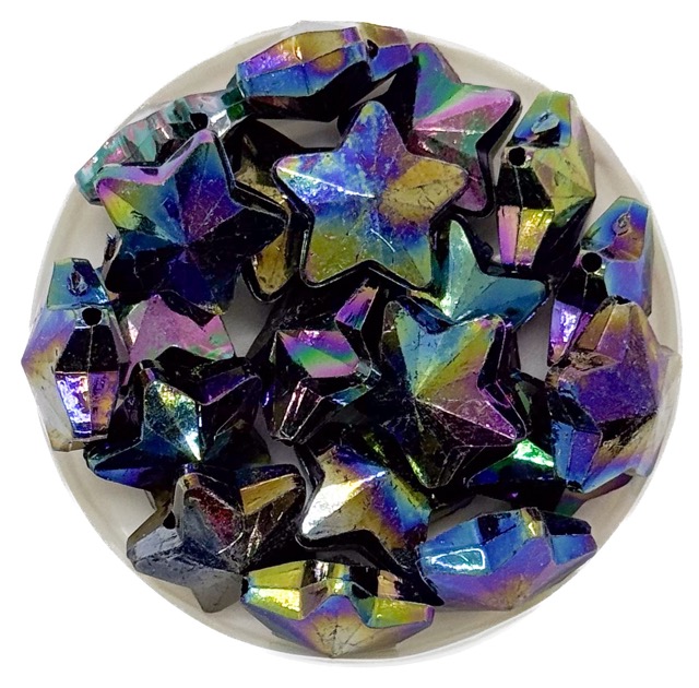 Plástico estrellas negro tornasol 15mm x 10gr.