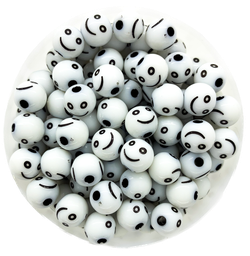 Plástico smile bolita blanca c/negro 10mm x 10 grs.