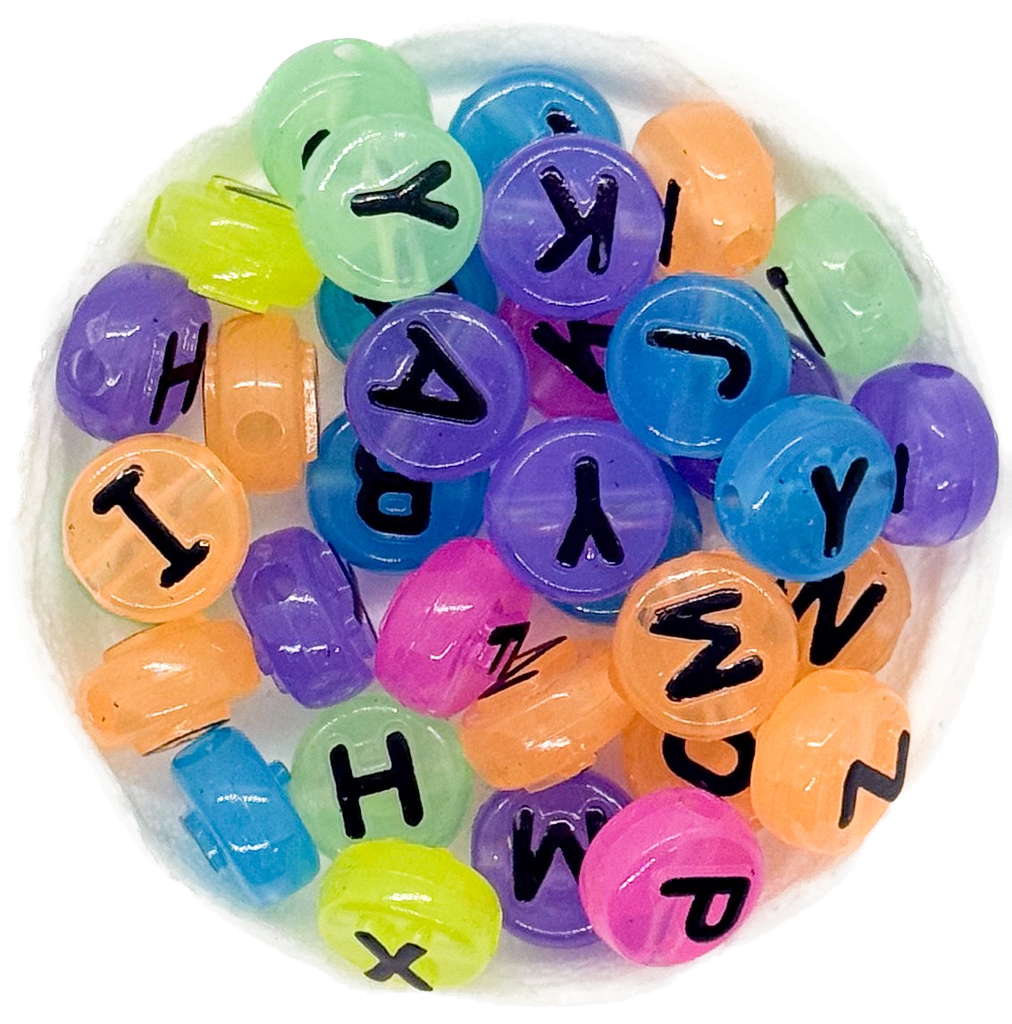 Plástico letra luminosa multicolor 10mm x 10gr