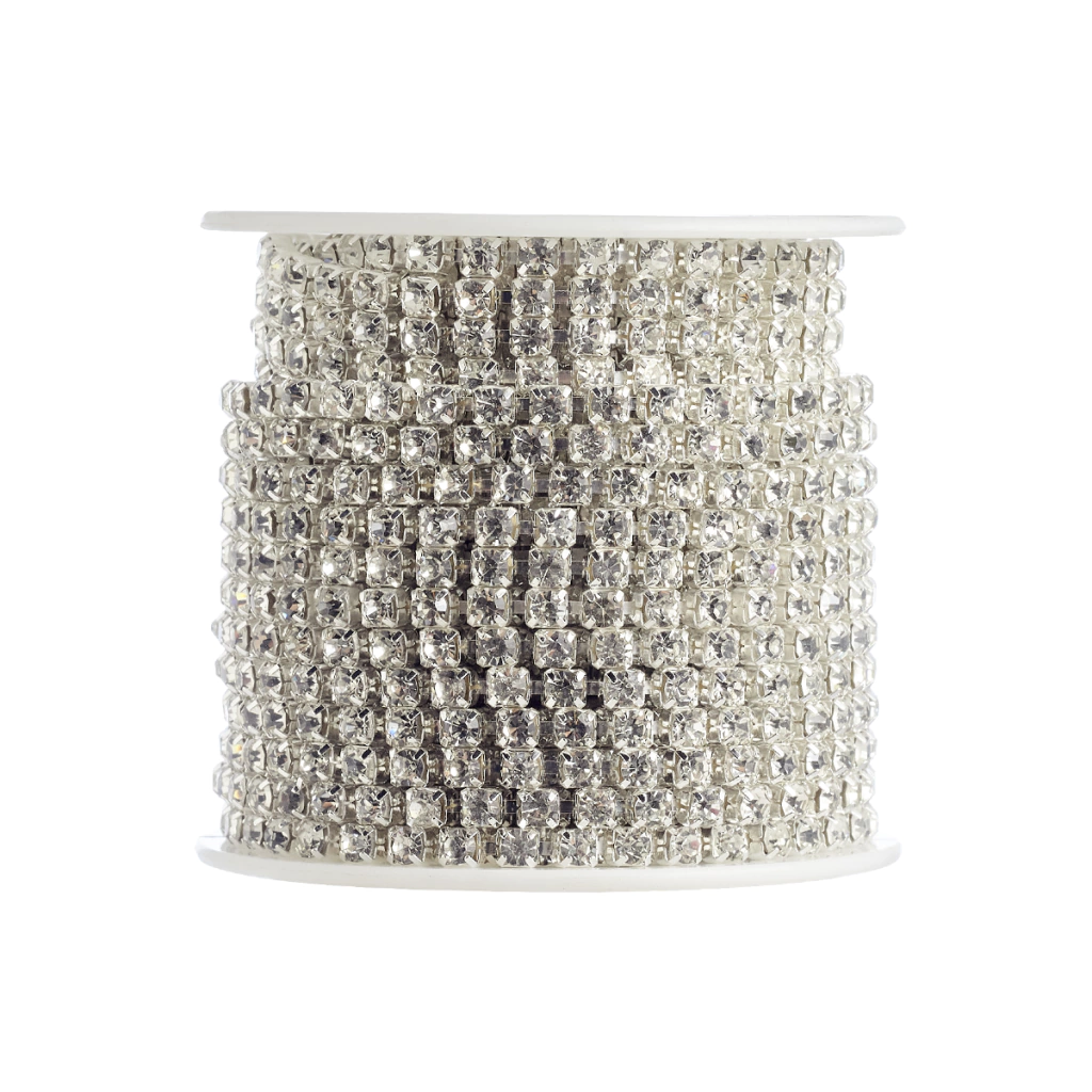 Strass cristal SS18 base plata #cristal x 1mt.