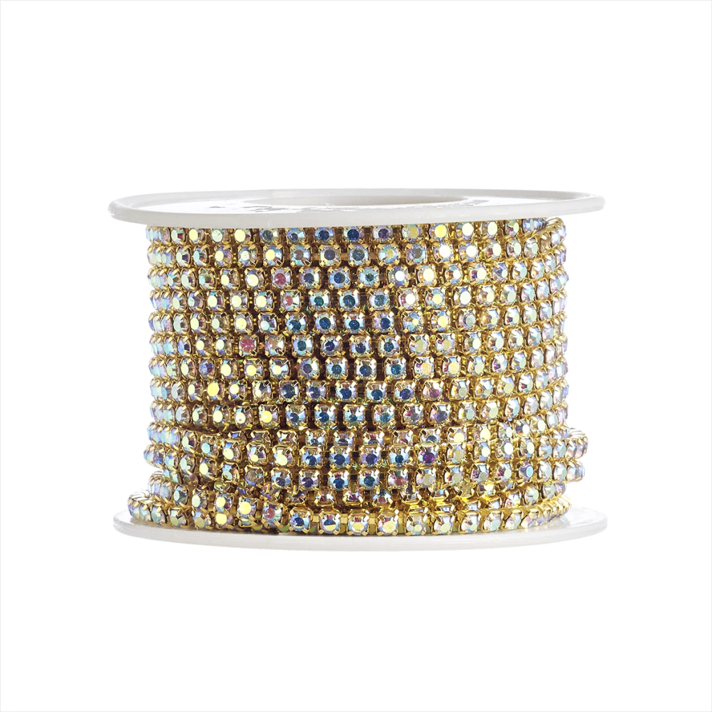 Strass cristal SS12 base oro #tornasol x 1mt.
