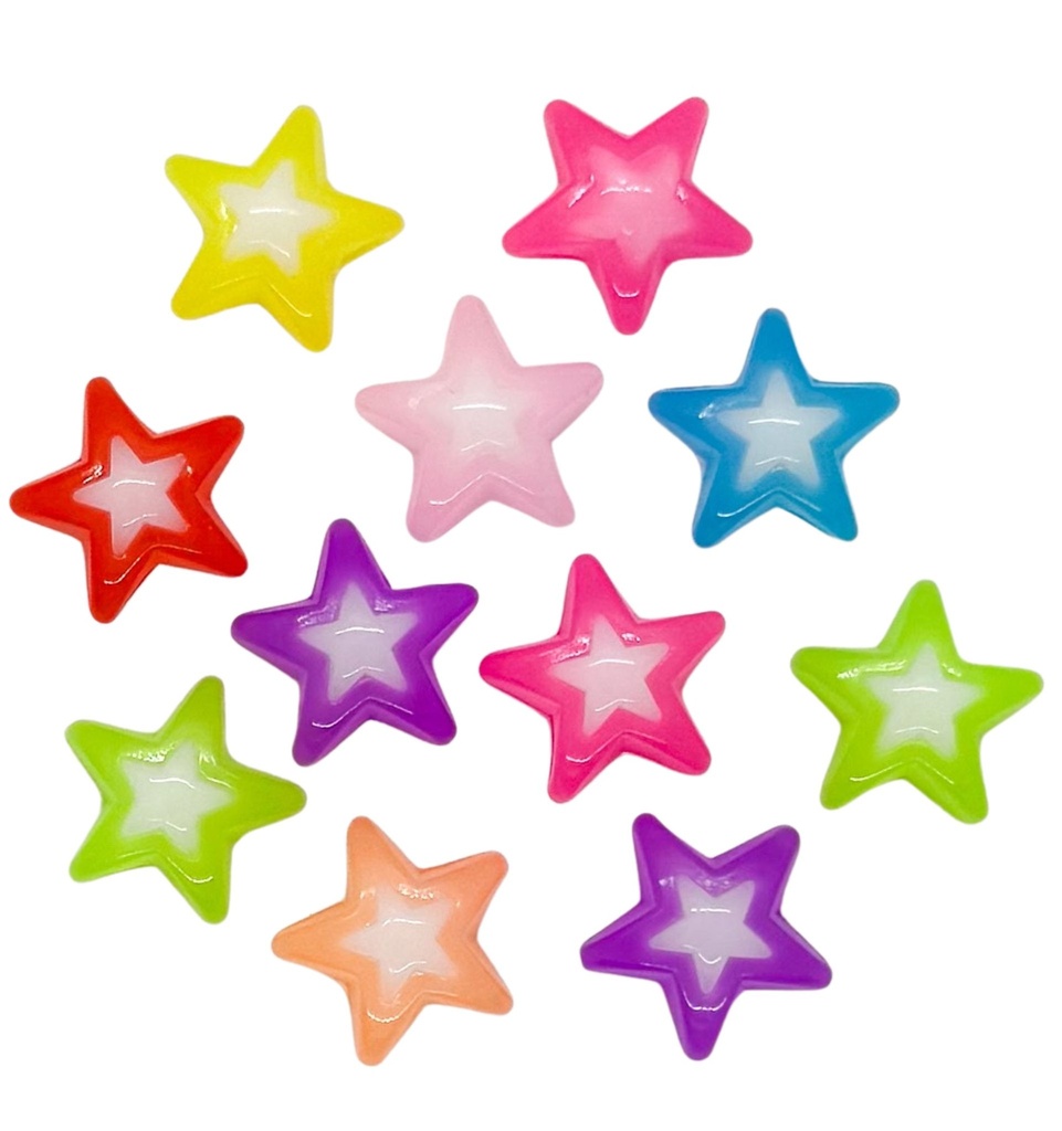 Acrílico translúcido bicolor estrella 15mm x 10 grs