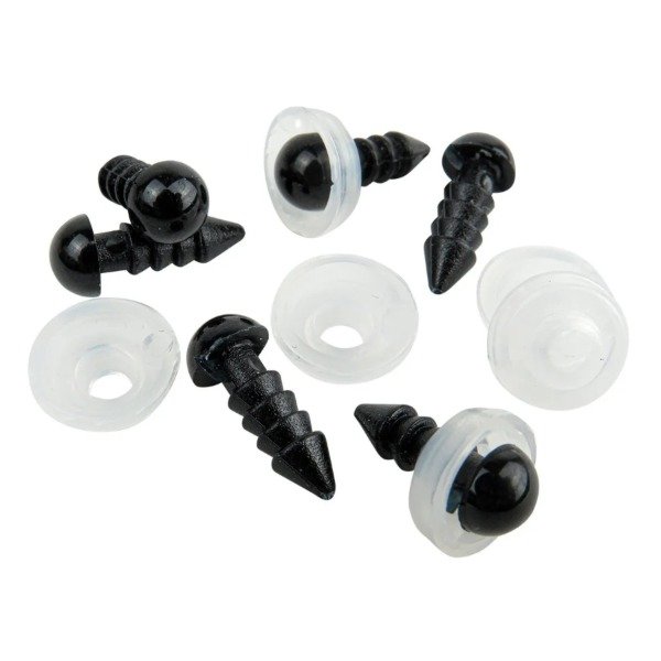Ojos plásticos con tarugo y seguridad 6mm x 20un.