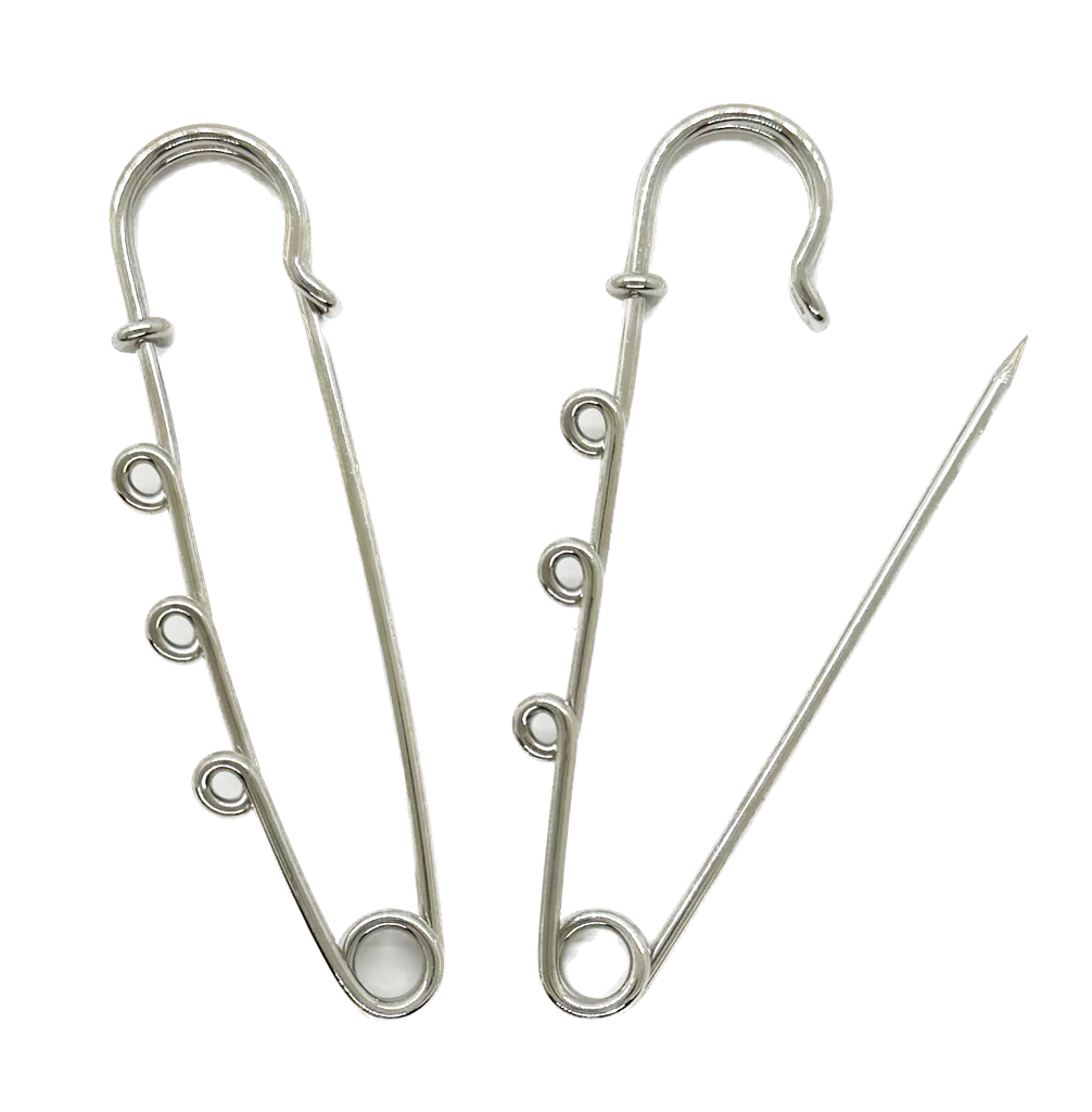 Alfiler de gancho niquel c/argollitas p/colgar 6cm x 4un.