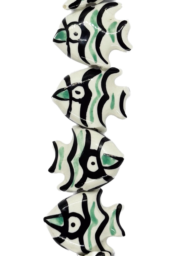 Cuenta cerámica pez blanco x 2 un. 