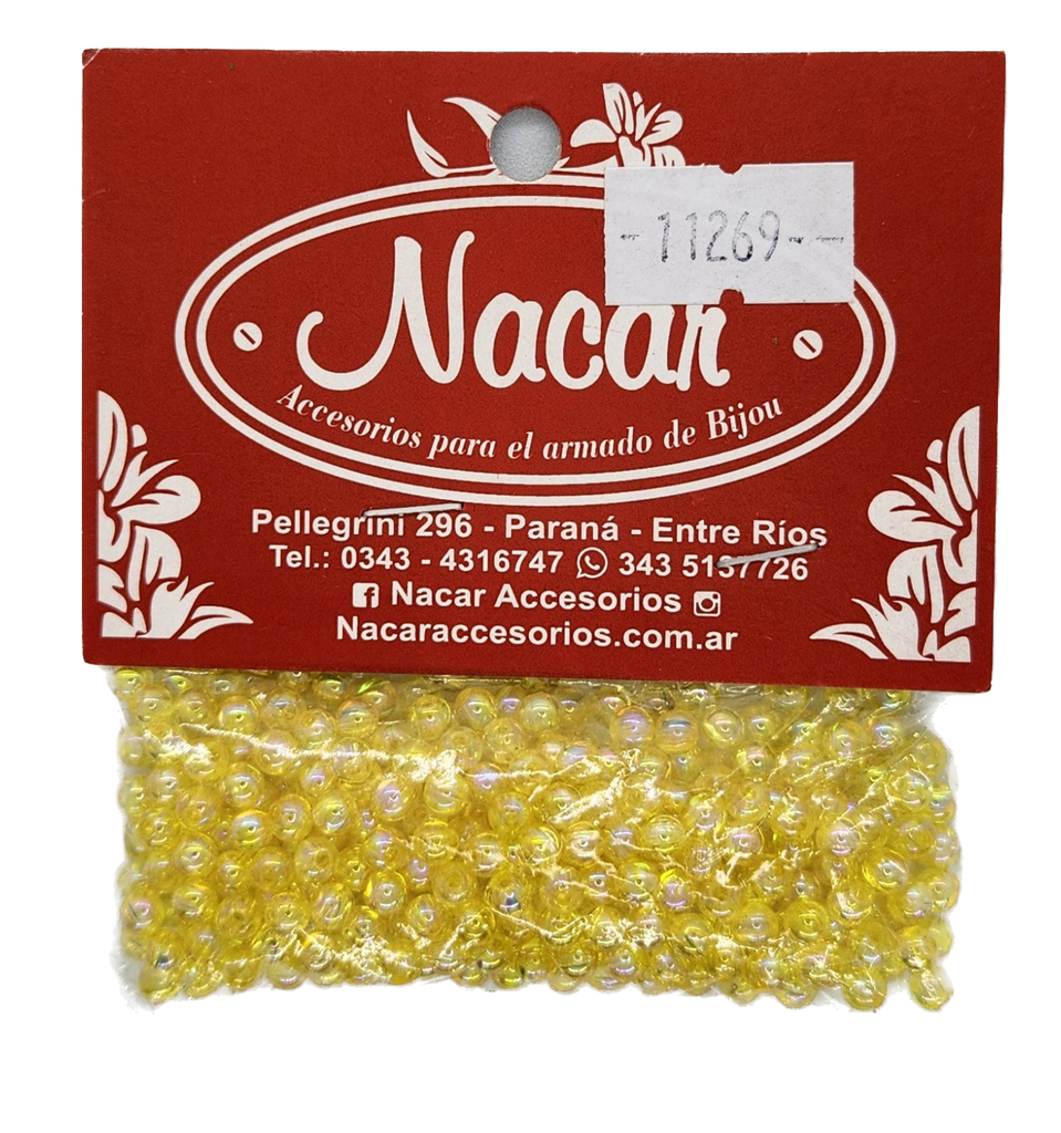 Perla plástica tornasol 4mm #31 amarillo x 10gr