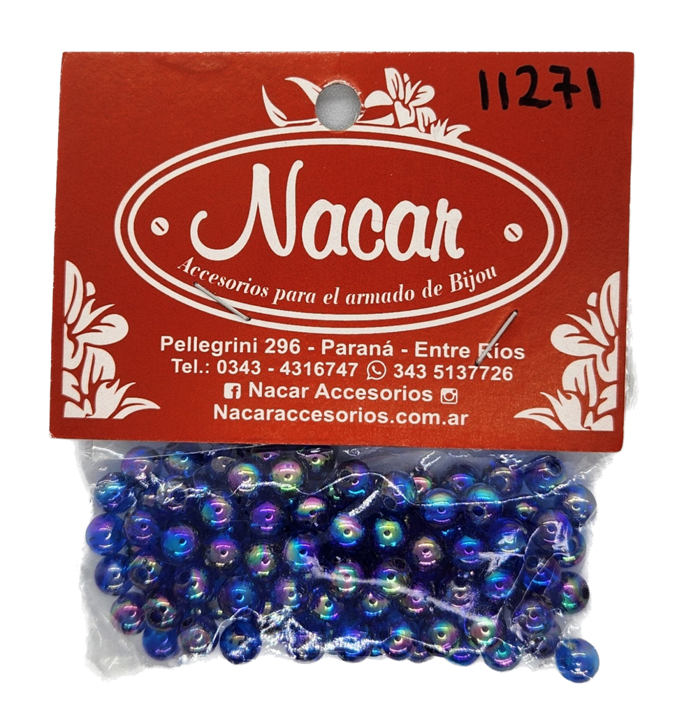 Perla plástica tornasol 6mm #32 azúl