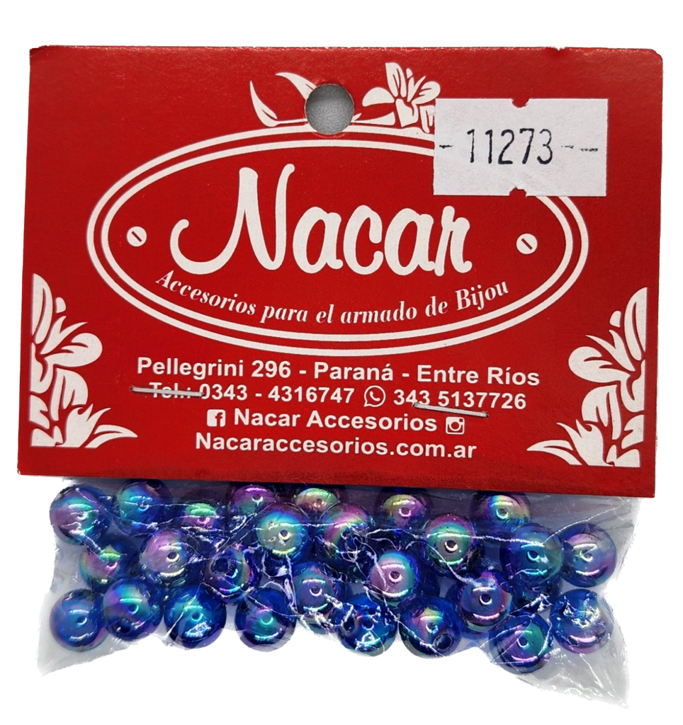 Perla plást. azúl #32 tornasol 8 mm 