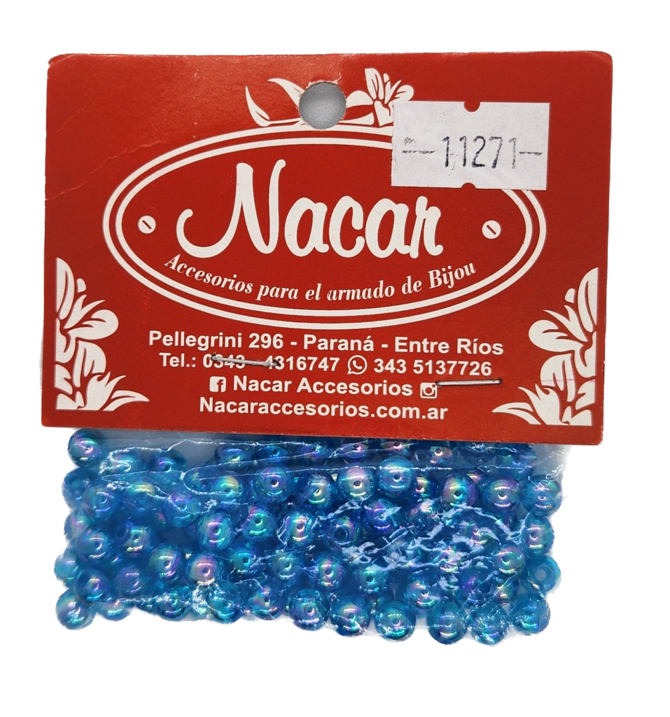 Perla plástica tornasol 6 mm #26 celeste
