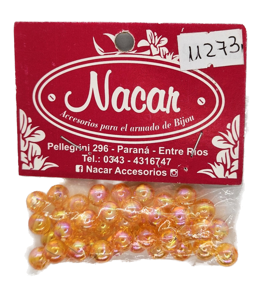 Perla plástica tornasol 8mm #7 naranja