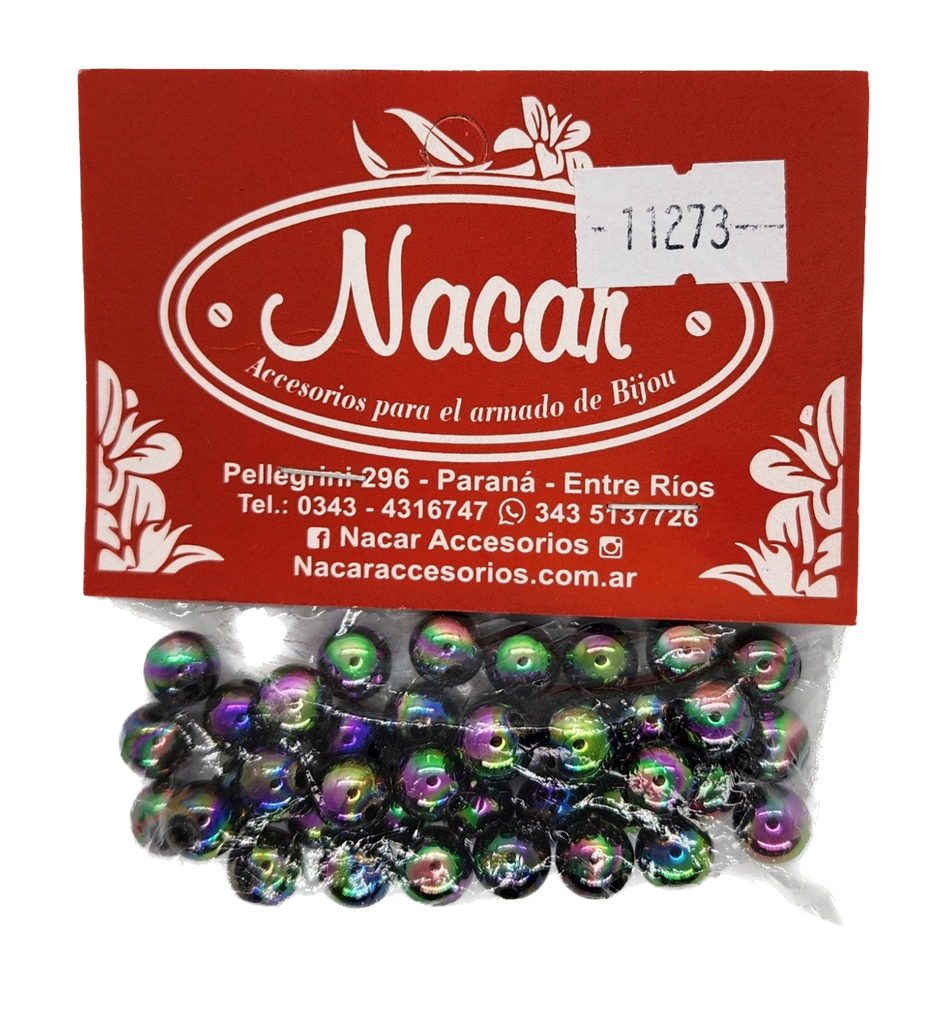 Perla plástica tornasol 8mm #45 negro