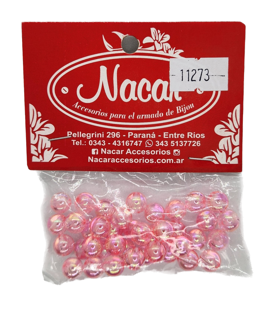 Perla plástica tornasol 8mm #2 rosa 