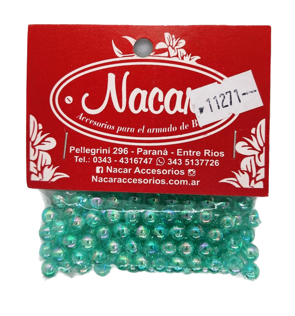 Perla plástica tornasol 6 mm #37 verde agua